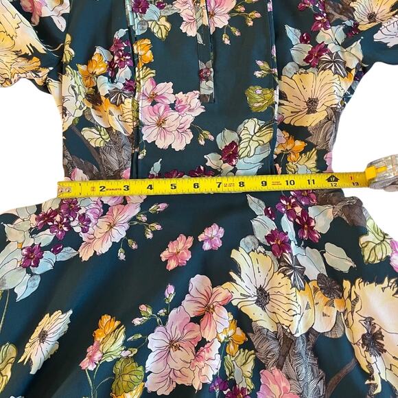 Aliyah Lace-Up Fit & Flare Romantic Floral Midi Dress Women’s XS - Picture 10 of 14